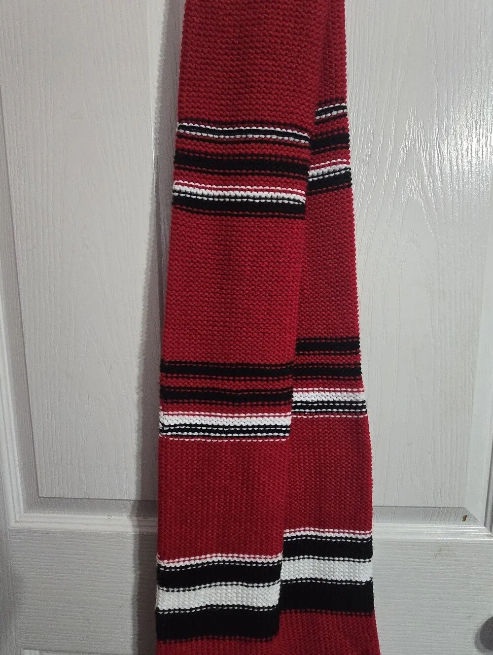 Chicago Blackhawks Knit Scarf Handmade Red Black White Hockey Fan